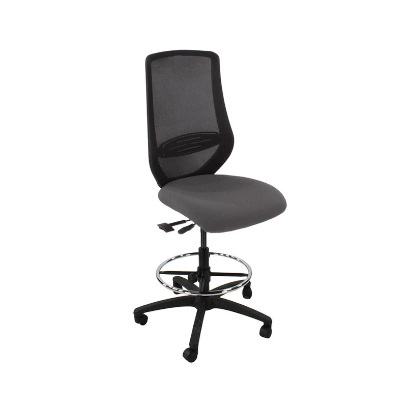 Saxen: Scudo Draughtsman Chair Without Arms in Grey Fabric - Refurbished
