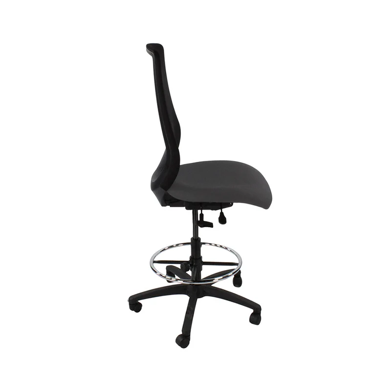 Saxen: Scudo Draughtsman Chair Without Arms in Grey Fabric - Refurbished