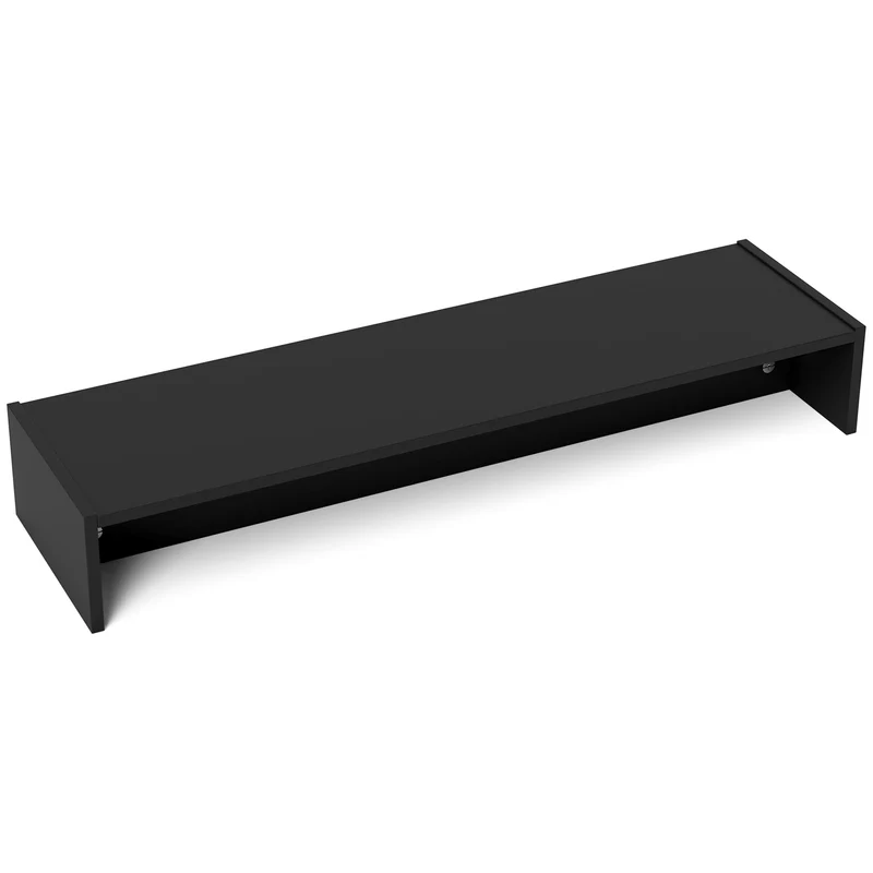 Elevador de Ecrã para PC Suporte de Ecrã de 100 cm Suporte de Monitor com Dois Compartimentos Preto