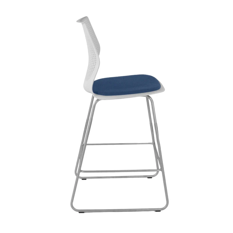 Knoll: Multigeneration Stool in Blue Fabric - Refurbished