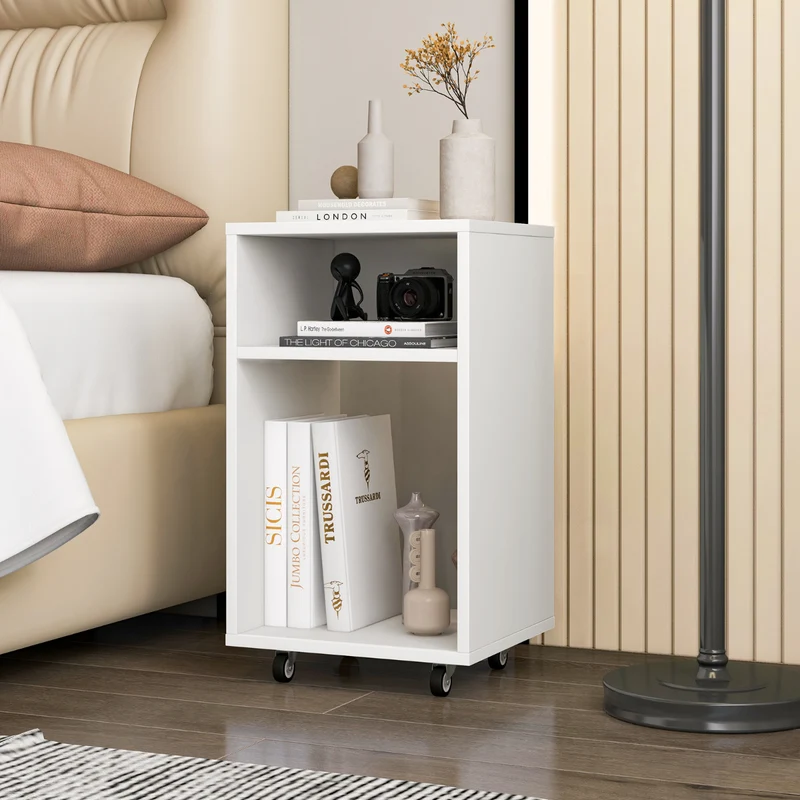 Arquivo Vertical Móvel com 2 Prateleiras Abertas e Suporte para Impressora 33 x 30 x 58 cm Branco