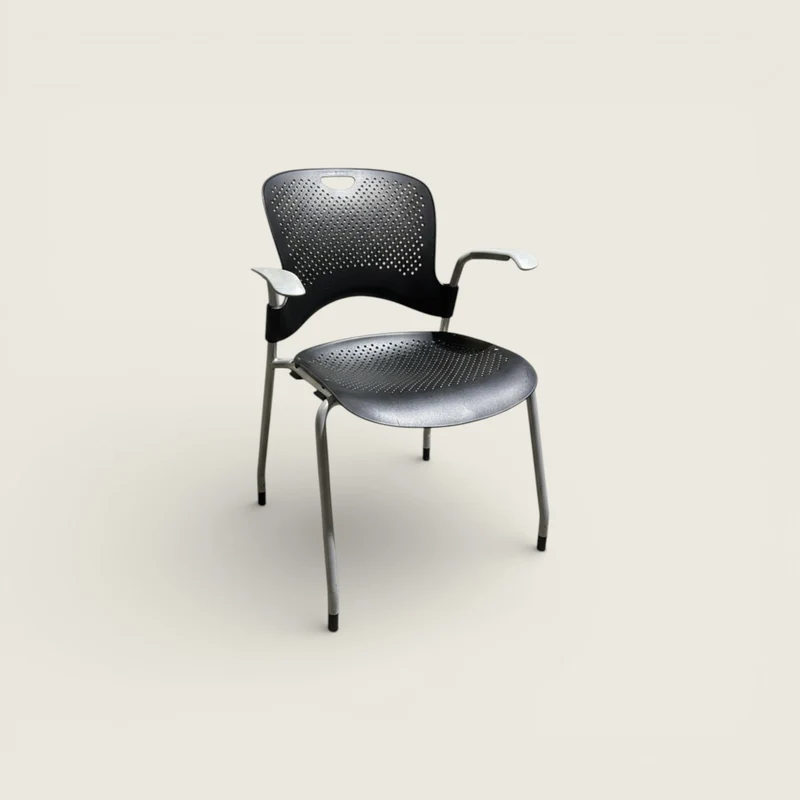 Herman Miller:⁠ Caper Stacking Chair -Black back with Grey arms and seat - Refurbished