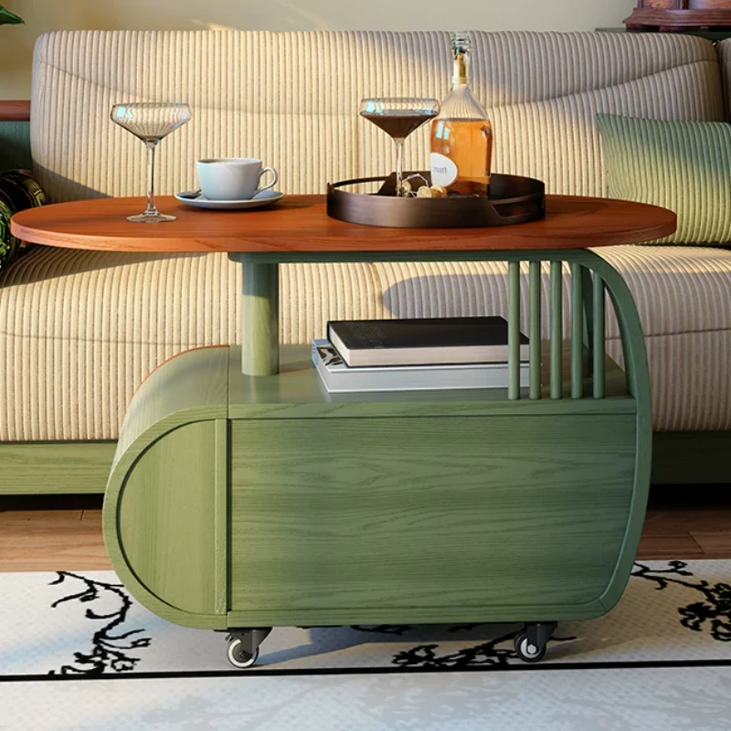 Elegant French Mobile Accent Storage Cabinet: 1-Drawer Crescent Shape Side Table - Vintage Rolling Sideboard For Living Room