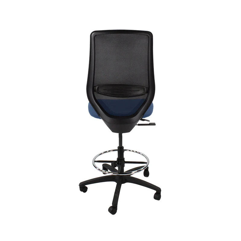 Saxen: Scudo Draughtsman Chair Without Arms in Blue Fabric - Refurbished