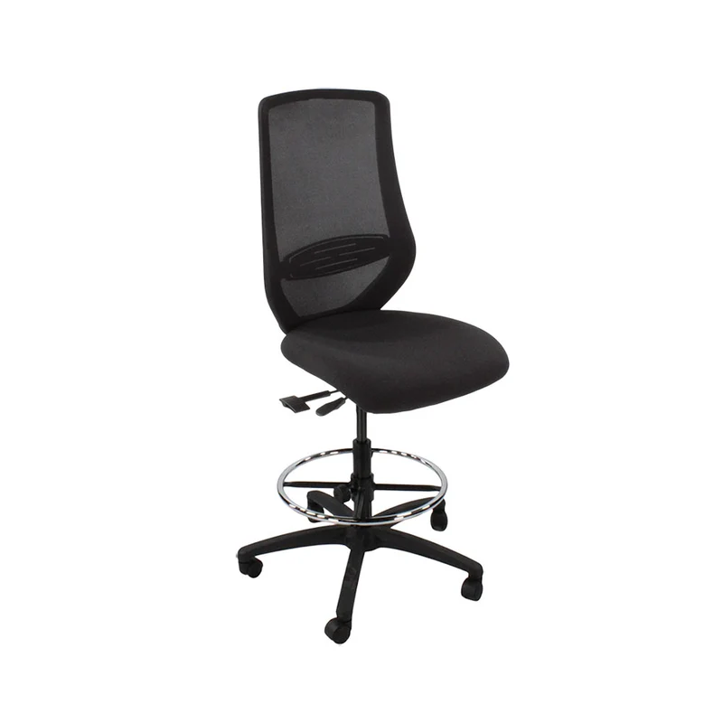 Saxen: Scudo Draughtsman Chair Without Arms in Black Fabric - Refurbished