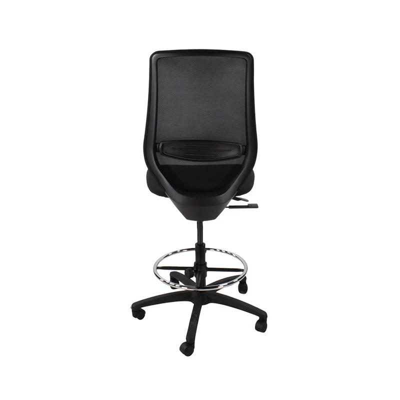 Saxen: Scudo Draughtsman Chair Without Arms in Black Fabric - Refurbished