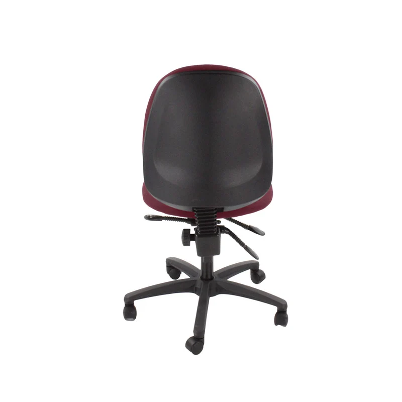 Saxen: Scoop High Operator Chair in Burgundy Leather Without Arms - Refurbished