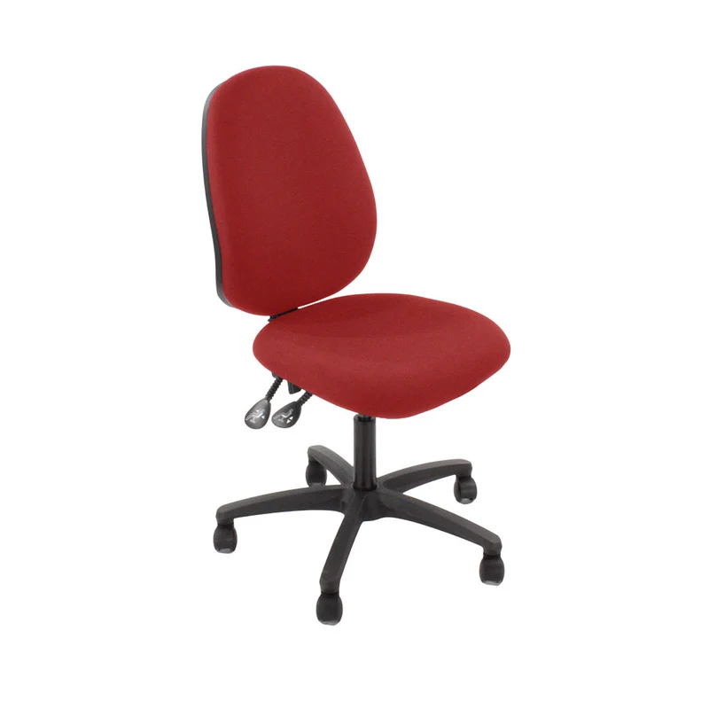 Saxen: Scoop High Operator Chair in Red Fabric Without Arms - Refurbished