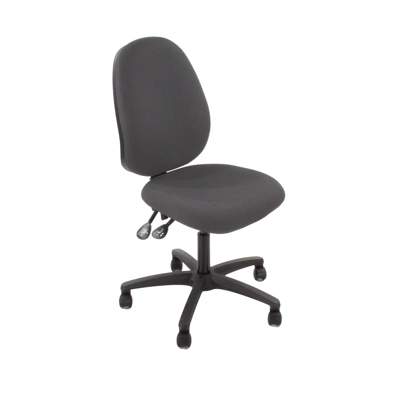 Saxen: Scoop High Operator Chair in Grey Fabric Without Arms - Refurbished