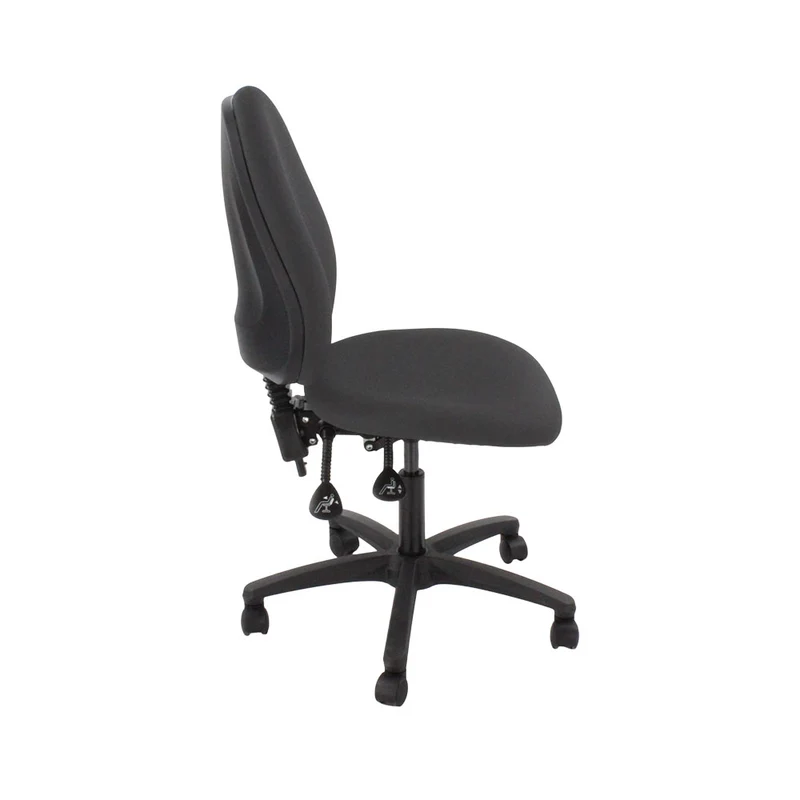 Saxen: Scoop High Operator Chair in Grey Fabric Without Arms - Refurbished