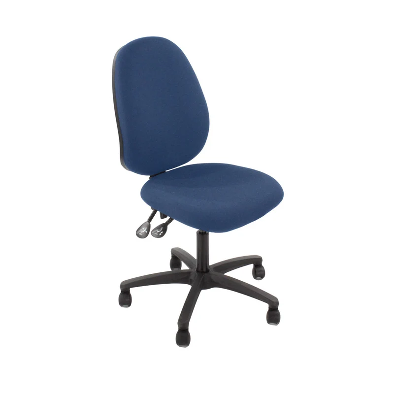 Saxen: Scoop High Operator Chair in Blue Fabric Without Arms - Refurbished