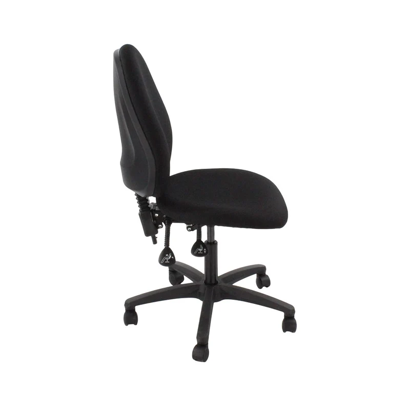 Saxen: Scoop High Operator Chair in Black Fabric Without Arms - Refurbished