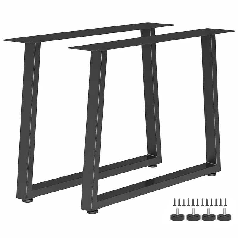 Conjunto 2 Pernas para Mesa Trapezoidais em Aço com 12 Furos e 12 Parafusos Capacidade 75 kg para Banco Mesa de Centro Preto
