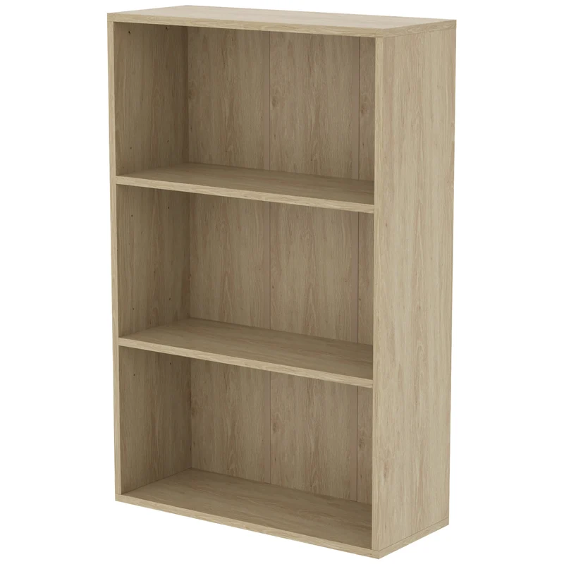 Estante de Armazenamento com 3 Compartimentos e Prateleira Ajustável 60x24x93 cm Madeira Natural