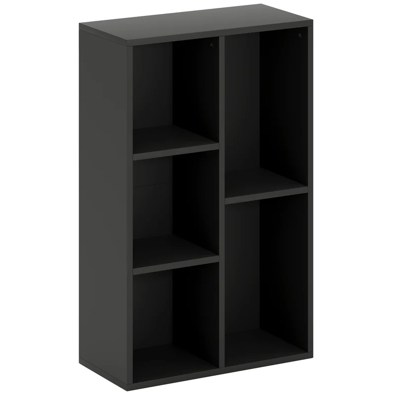 Estante de Arrumação com 5 Compartimentos para Sala Quarto Escritório 50x24x80 cm Preto