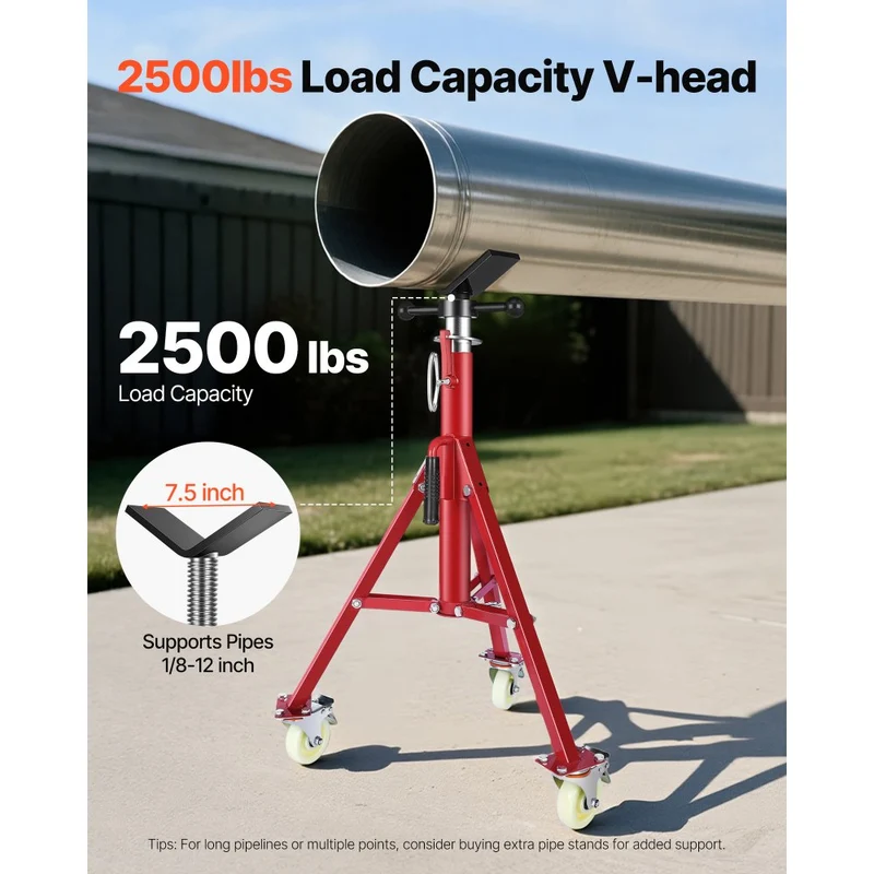 Suporte de tubo ajustável 51-94 cm, 1134 kg, 1/8 a 30 cm
