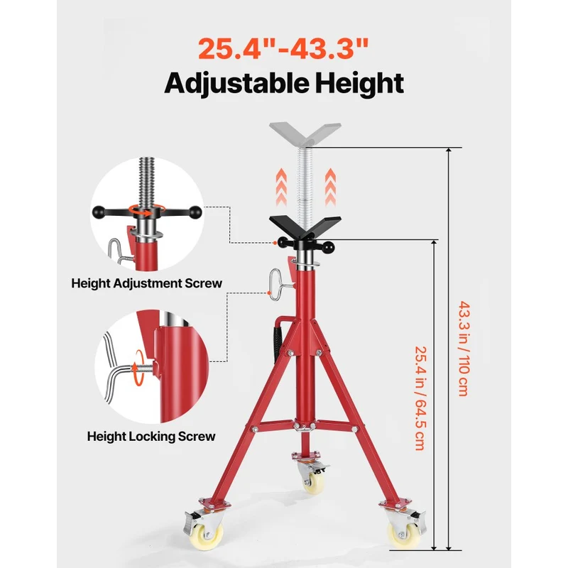 Suporte de tubo ajustável 51-94 cm, 1134 kg, 1/8 a 30 cm