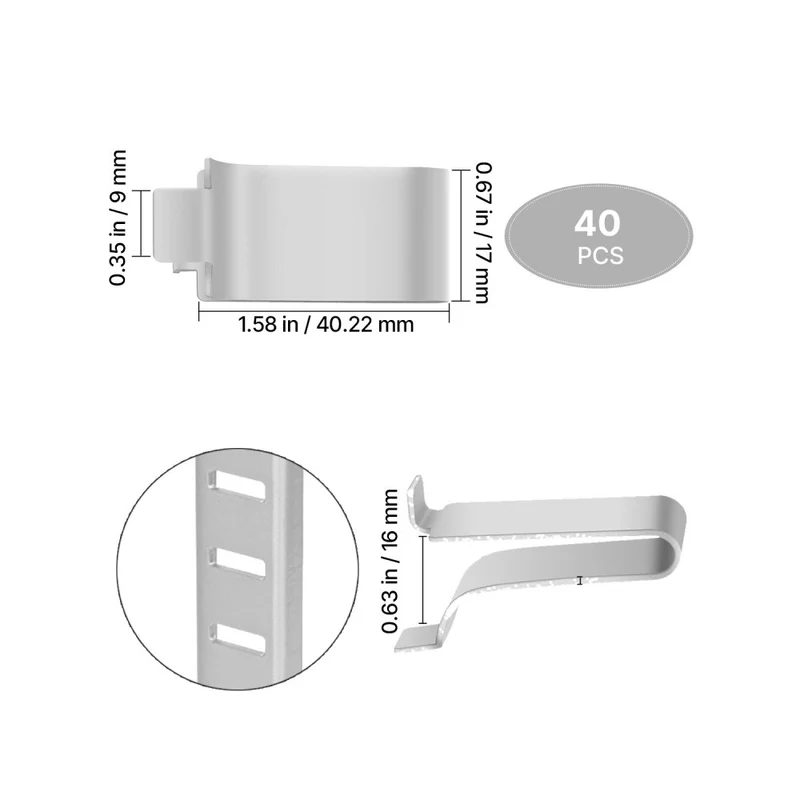 Clipes Prateleira 40pç, Aço Inox, Ajustáveis