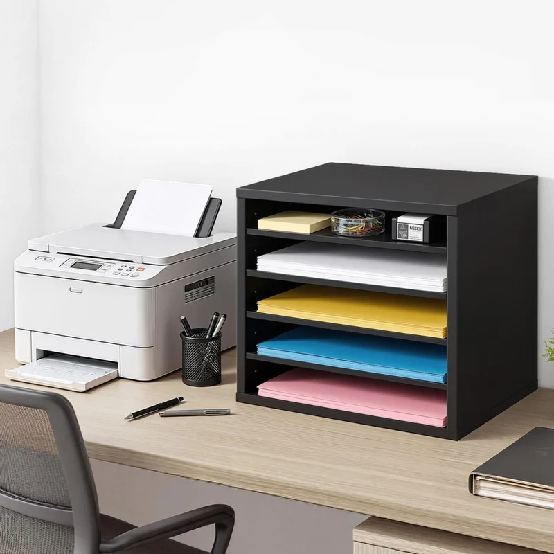 Organizador de documentos 5 compartimentos madeira MDF