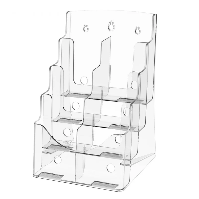 Suporte de acrílico para brochuras 22 x 28 cm, 4 níveis com divisor