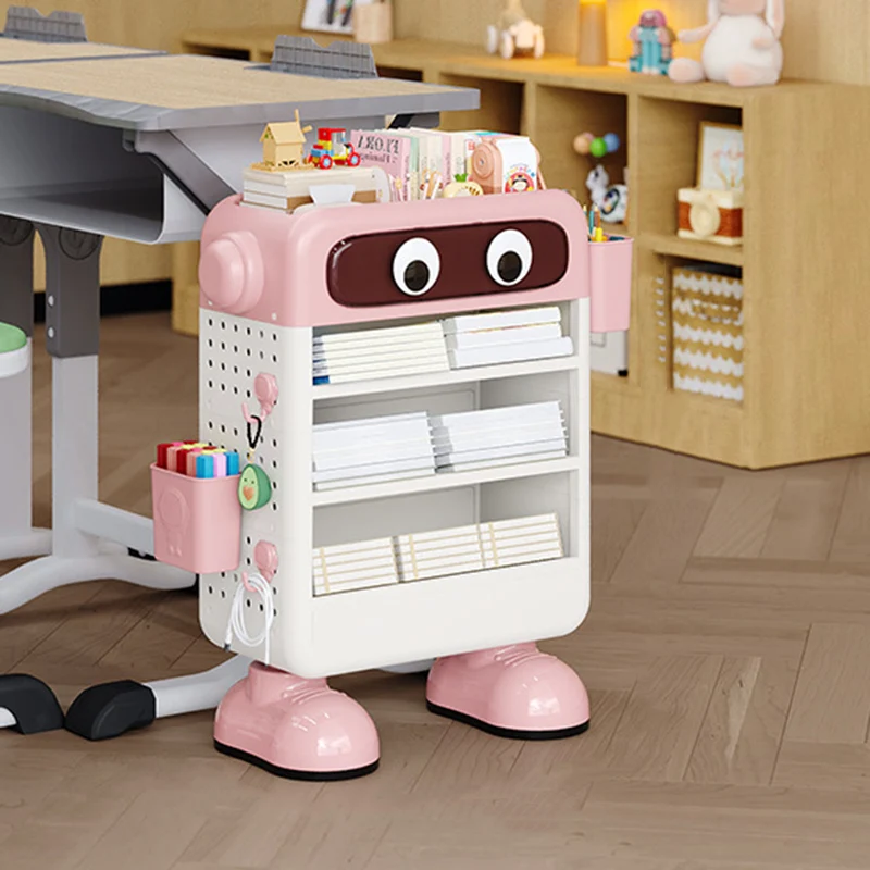 Contemporary Creative Robot PP Floor-Standing Multi-Layered Kids Bookshelf 3/4/5/6-Tier For Study