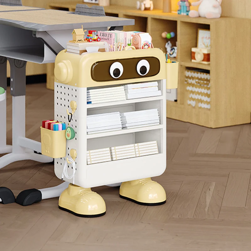 Contemporary Creative Robot PP Floor-Standing Multi-Layered Kids Bookshelf 3/4/5/6-Tier For Study