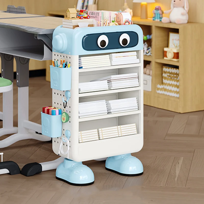 Contemporary Creative Robot PP Floor-Standing Multi-Layered Kids Bookshelf 3/4/5/6-Tier For Study