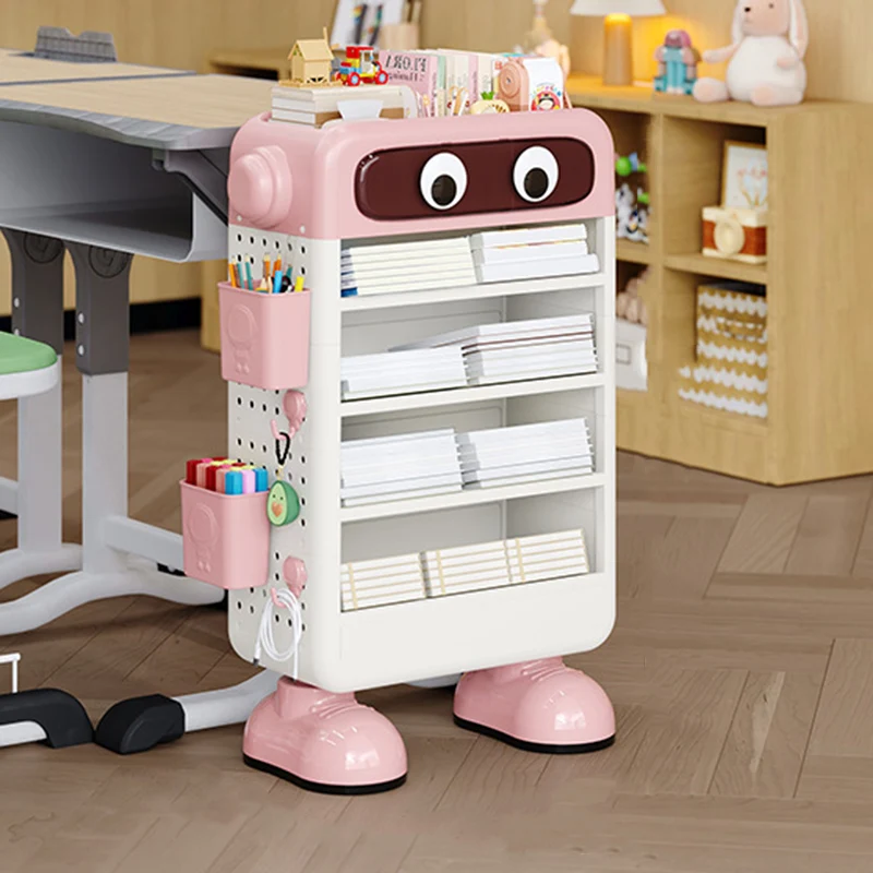 Contemporary Creative Robot PP Floor-Standing Multi-Layered Kids Bookshelf 3/4/5/6-Tier For Study