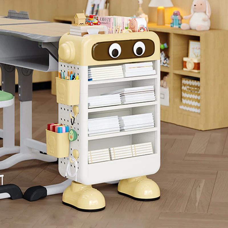 Contemporary Creative Robot PP Floor-Standing Multi-Layered Kids Bookshelf 3/4/5/6-Tier For Study