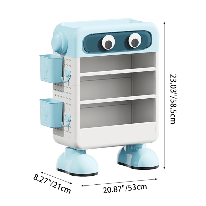 Contemporary Creative Robot PP Floor-Standing Multi-Layered Kids Bookshelf 3/4/5/6-Tier For Study