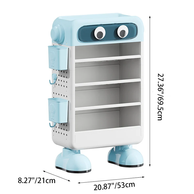 Contemporary Creative Robot PP Floor-Standing Multi-Layered Kids Bookshelf 3/4/5/6-Tier For Study