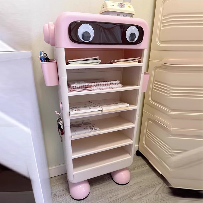 Contemporary Creative Robot PP Floor-Standing Multi-Layered Kids Bookshelf 3/4/5/6-Tier For Study