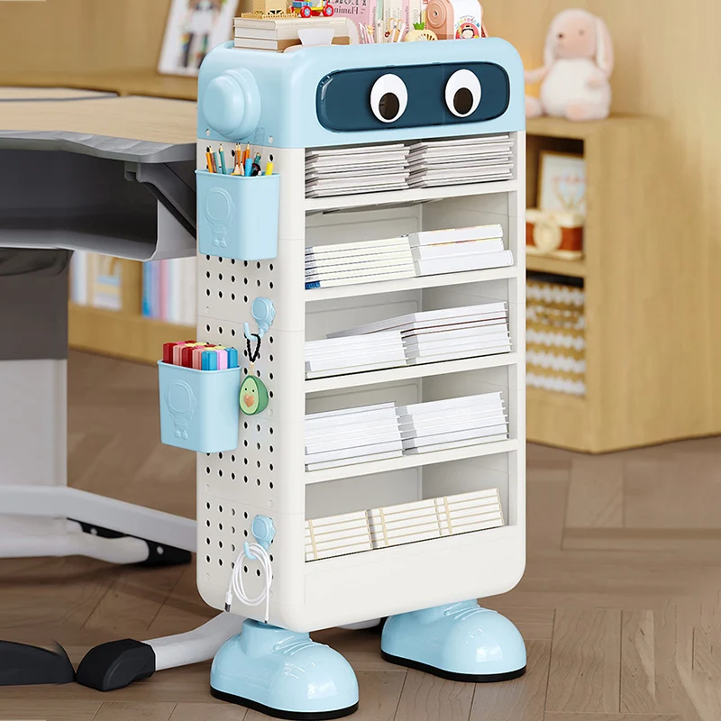 Contemporary Creative Robot PP Floor-Standing Multi-Layered Kids Bookshelf 3/4/5/6-Tier For Study