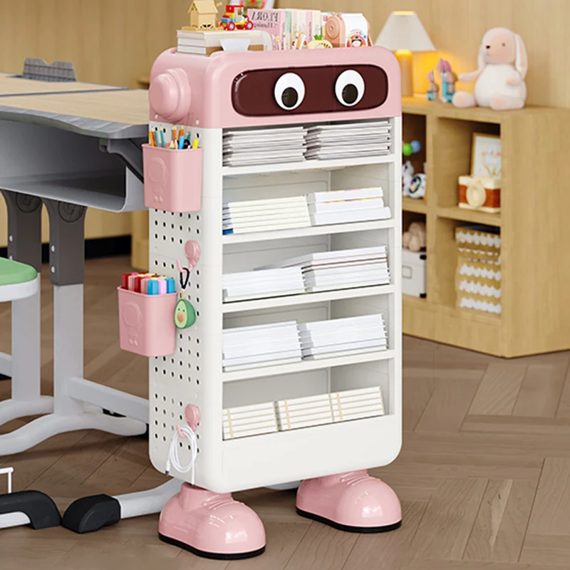 Contemporary Creative Robot PP Floor-Standing Multi-Layered Kids Bookshelf 3/4/5/6-Tier For Study