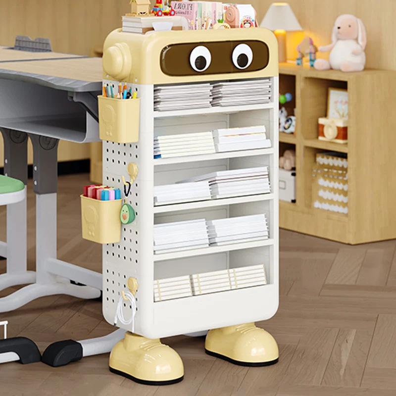 Contemporary Creative Robot PP Floor-Standing Multi-Layered Kids Bookshelf 3/4/5/6-Tier For Study
