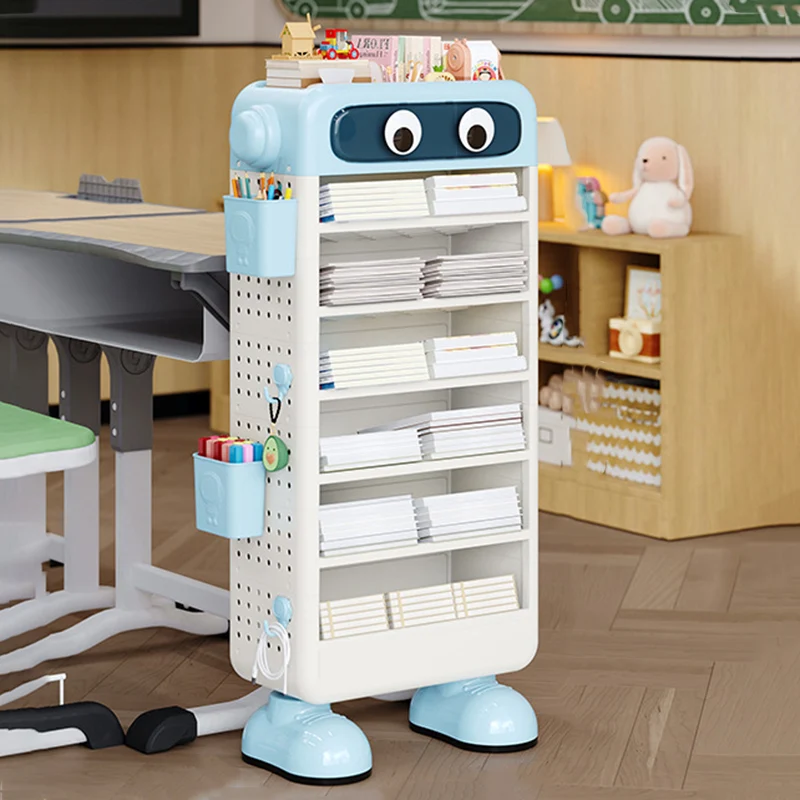 Contemporary Creative Robot PP Floor-Standing Multi-Layered Kids Bookshelf 3/4/5/6-Tier For Study