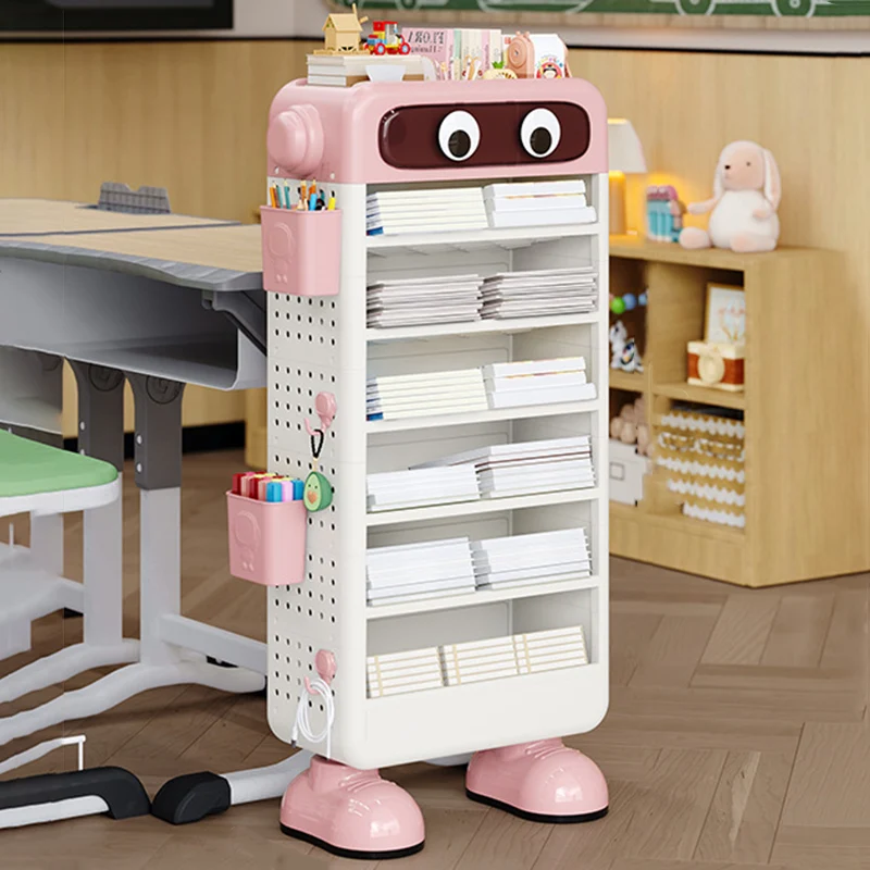 Contemporary Creative Robot PP Floor-Standing Multi-Layered Kids Bookshelf 3/4/5/6-Tier For Study