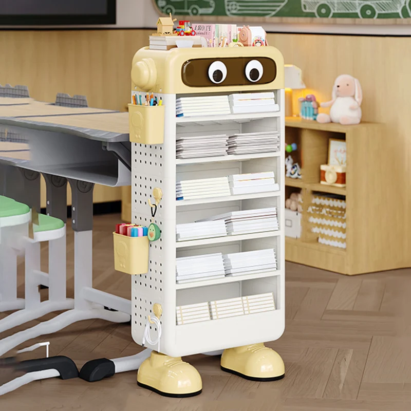 Contemporary Creative Robot PP Floor-Standing Multi-Layered Kids Bookshelf 3/4/5/6-Tier For Study