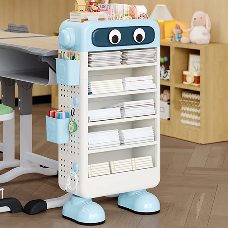 Contemporary Creative Robot PP Floor-Standing Multi-Layered Kids Bookshelf 3/4/5/6-Tier For Study