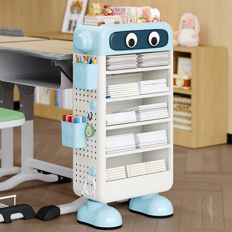 Contemporary Creative Robot PP Floor-Standing Multi-Layered Kids Bookshelf 3/4/5/6-Tier For Study
