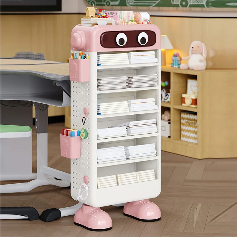 Contemporary Creative Robot PP Floor-Standing Multi-Layered Kids Bookshelf 3/4/5/6-Tier For Study