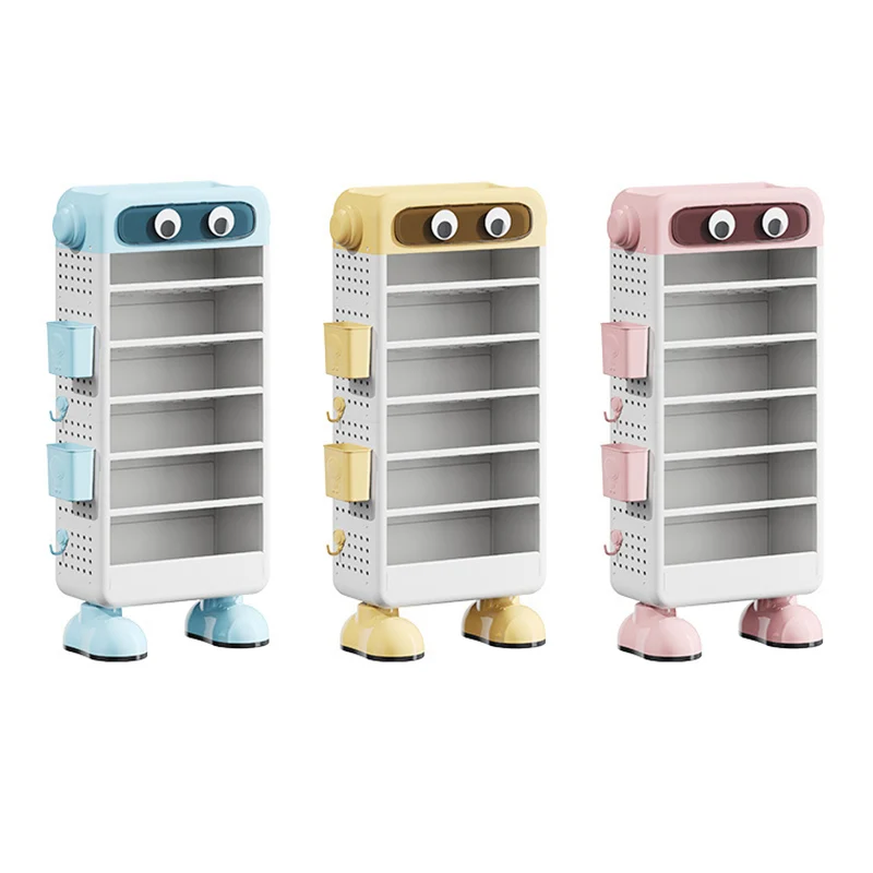 Contemporary Creative Robot PP Floor-Standing Multi-Layered Kids Bookshelf 3/4/5/6-Tier For Study