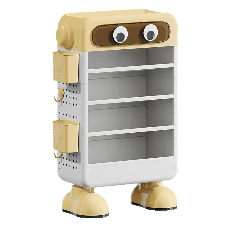 Contemporary Creative Robot PP Floor-Standing Multi-Layered Kids Bookshelf 3/4/5/6-Tier For Study