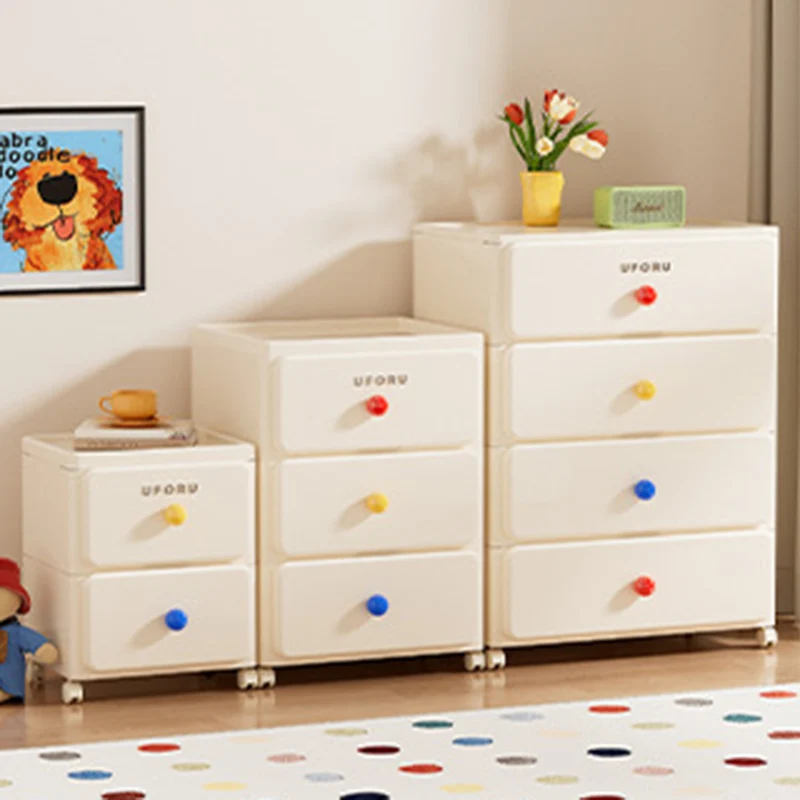 Modern Minimalist Integrated Rectangular PP Movable Multi-Layer Storage Cabinet 2/3/4-Drawer For Bedroom