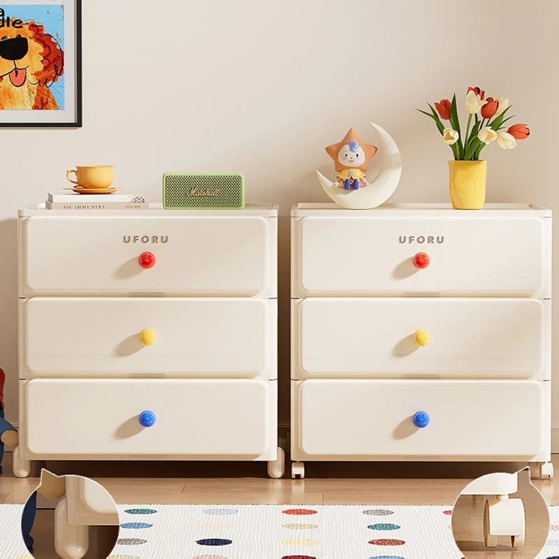 Modern Minimalist Integrated Rectangular PP Movable Multi-Layer Storage Cabinet 2/3/4-Drawer For Bedroom