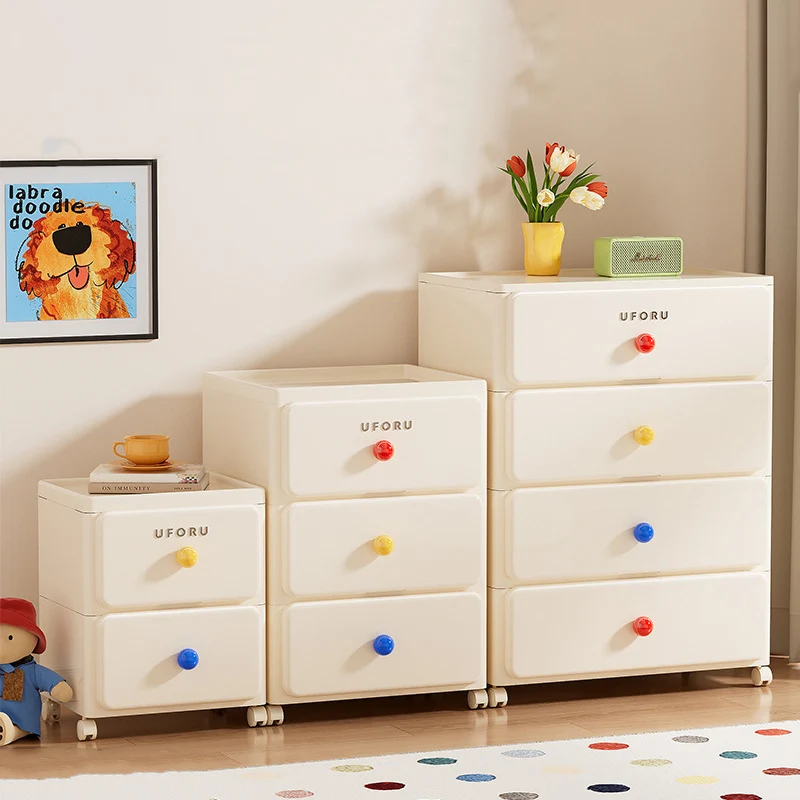 Modern Minimalist Integrated Rectangular PP Movable Multi-Layer Storage Cabinet 2/3/4-Drawer For Bedroom