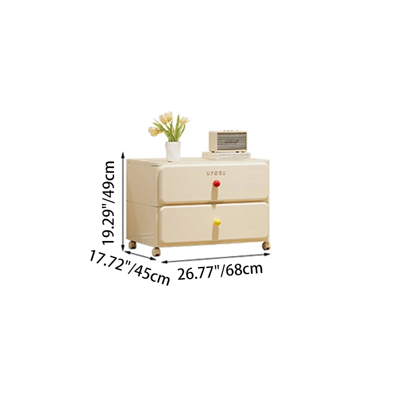 Modern Minimalist Integrated Rectangular PP Movable Multi-Layer Storage Cabinet 2/3/4-Drawer For Bedroom