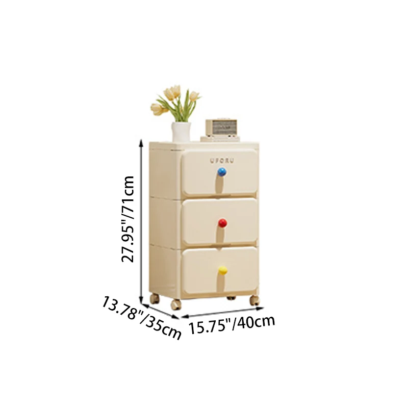 Modern Minimalist Integrated Rectangular PP Movable Multi-Layer Storage Cabinet 2/3/4-Drawer For Bedroom