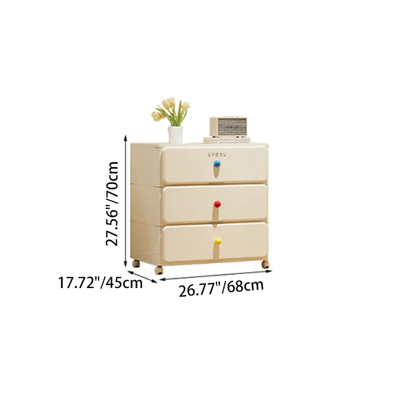 Modern Minimalist Integrated Rectangular PP Movable Multi-Layer Storage Cabinet 2/3/4-Drawer For Bedroom