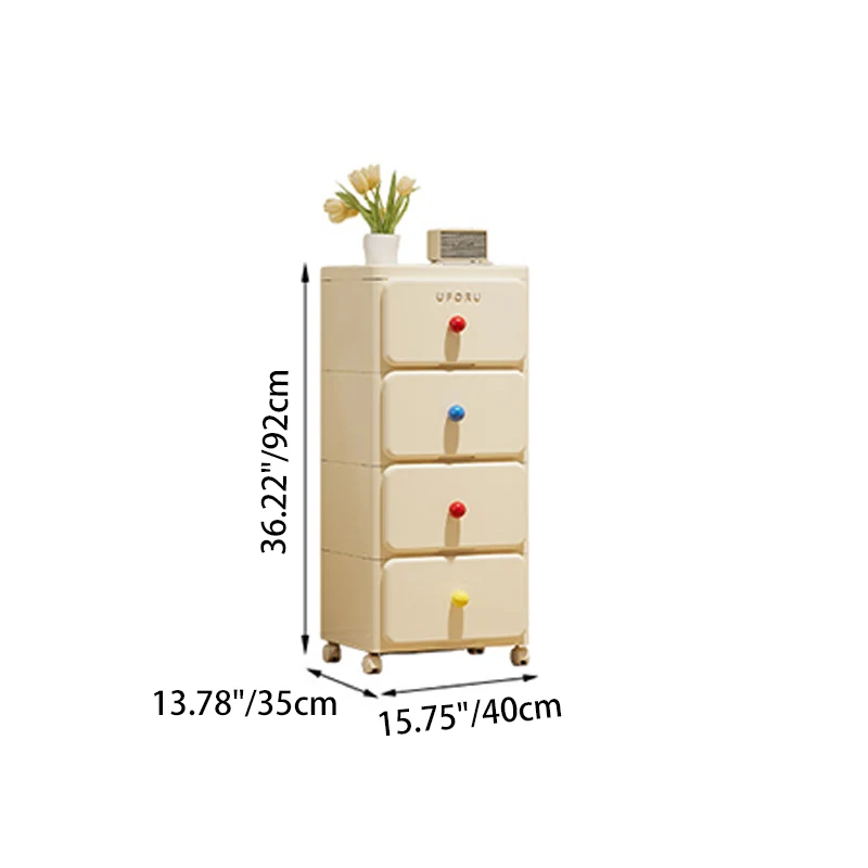 Modern Minimalist Integrated Rectangular PP Movable Multi-Layer Storage Cabinet 2/3/4-Drawer For Bedroom